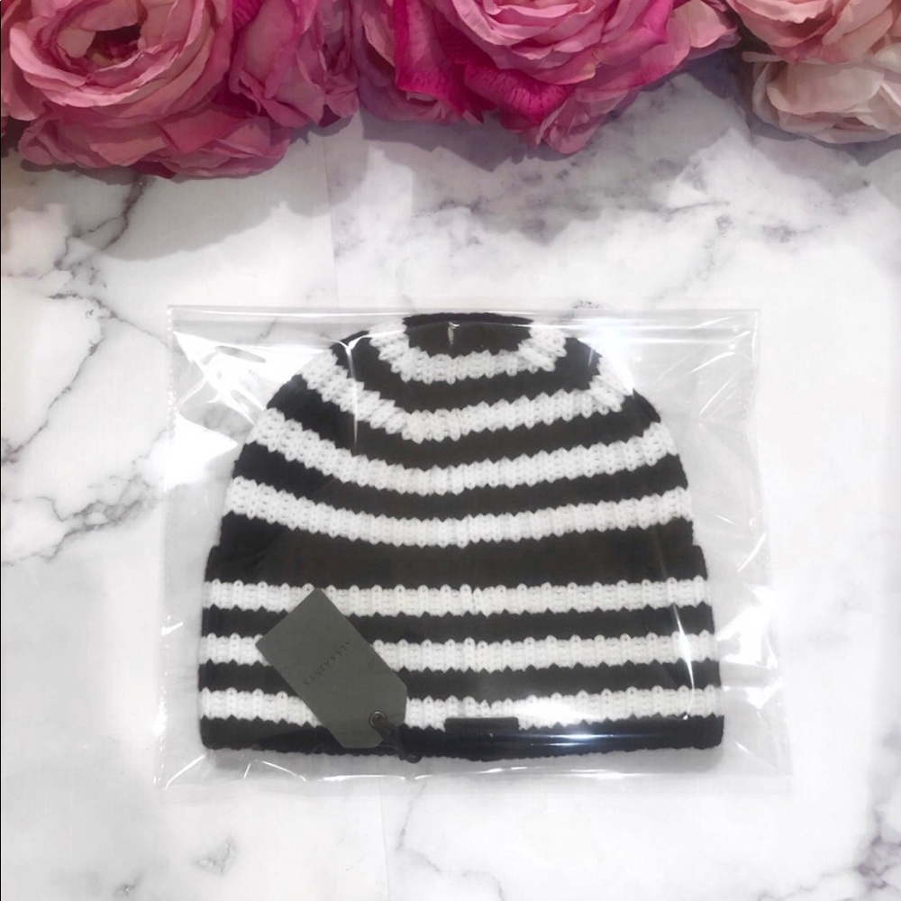 NWT AllSaints Ribbed Striped Fisherman Beanie - Picture 2 of 7
